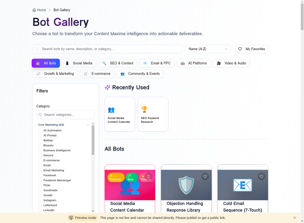 MaximaBots Gallery - 1,000+ AI Marketing Bots